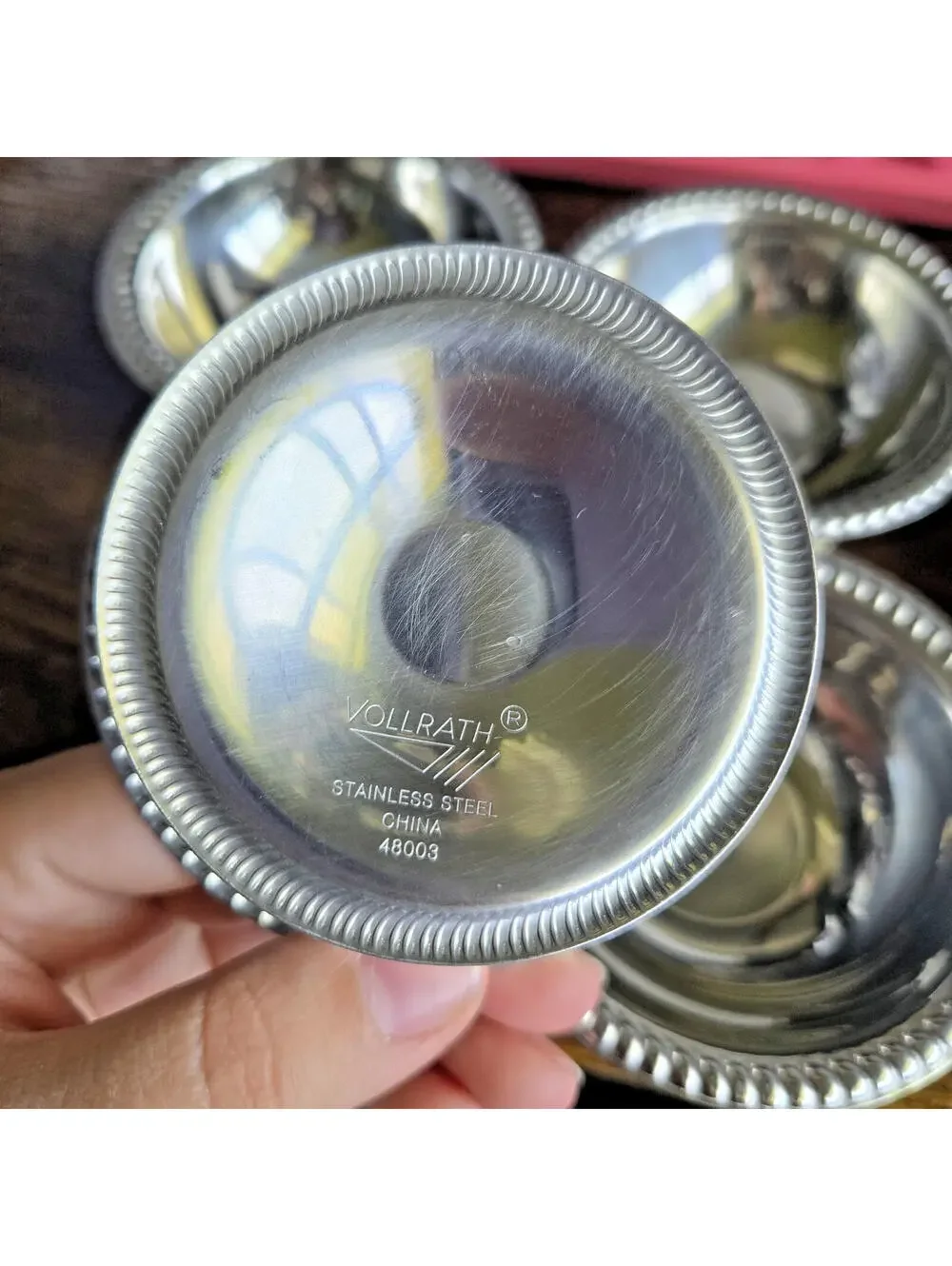 Vollrath 48003 3 1/2 oz Footed Sherbet Dish Stainless Steel Lot of 6 China